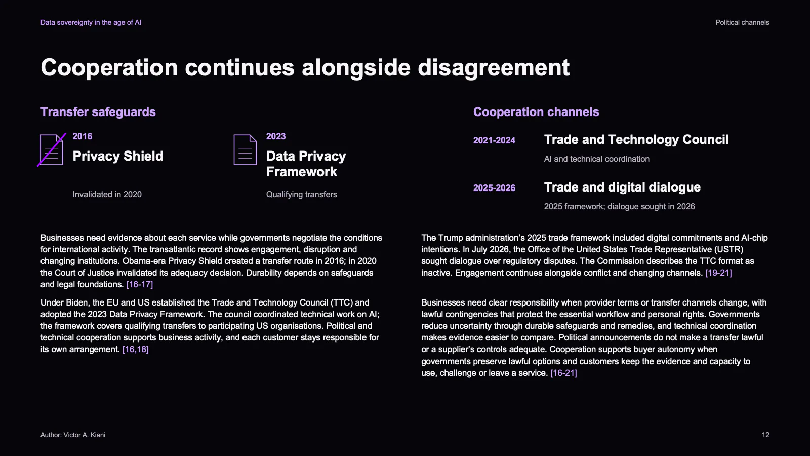 Slide 12 of 23: Cooperation continues alongside disagreement