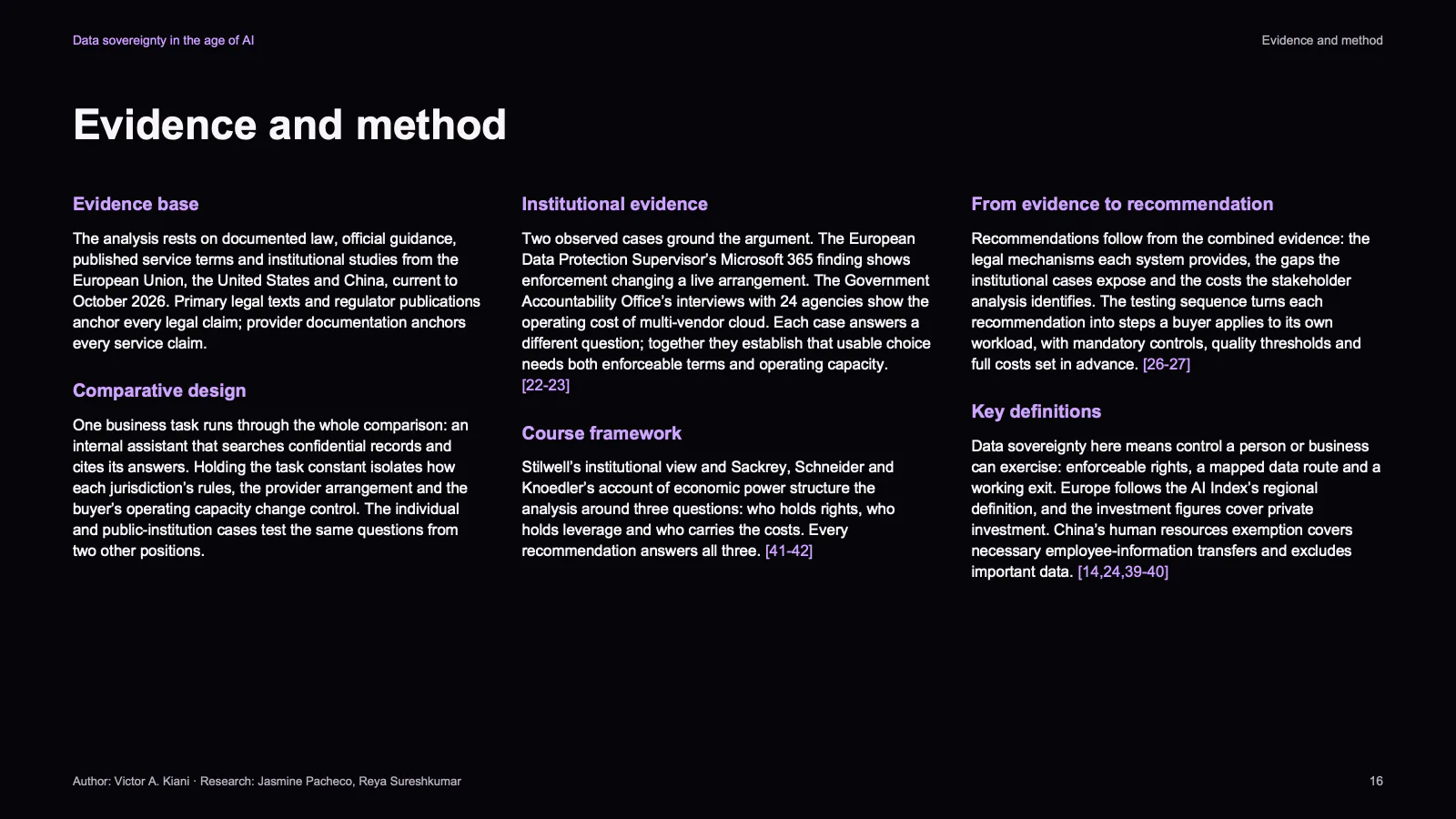 Slide 16 of 23: Evidence and method