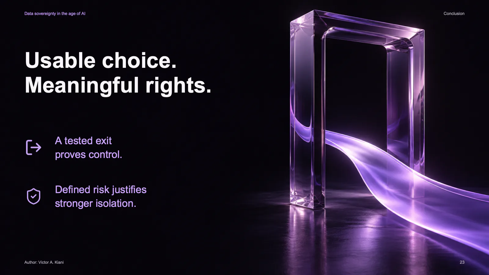 Slide 23 of 23: Usable choice. Meaningful rights.